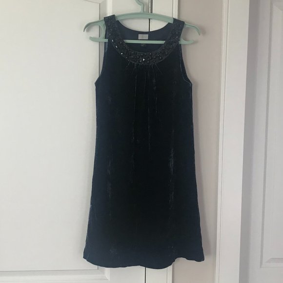 H&M Navy Blue Velvet Dress Size 6 - Picture 1 of 5